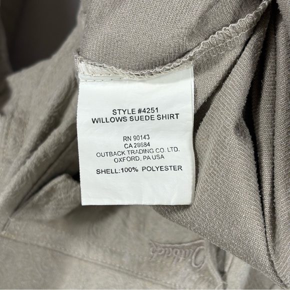 Outback Trading Company Willows Suede Button Down Shirt | Size XL - Picture 6 of 7